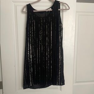 Parker Black Sleeveless Sequin Fringe Mini Dress